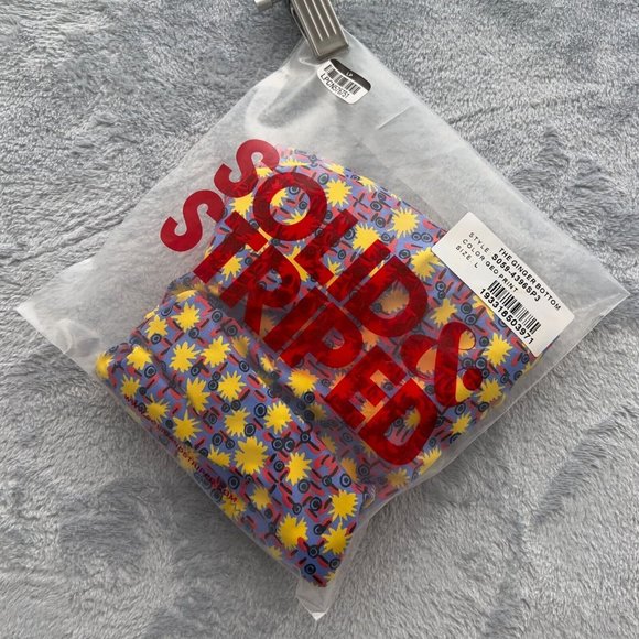 SOLID & STRIPED Ginger Bikini Bottom Size Large Geo.Print Yellow Floral NWT 0100 - Picture 3 of 9